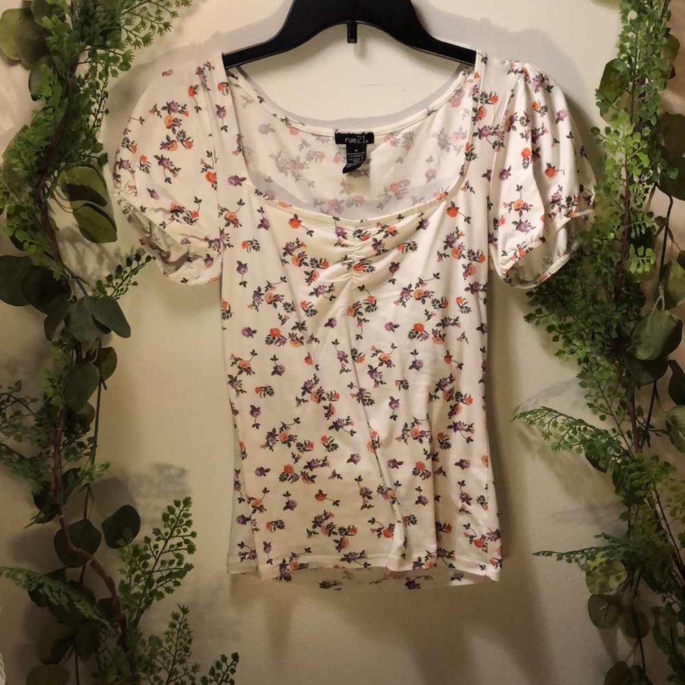 floral ruched fitted top